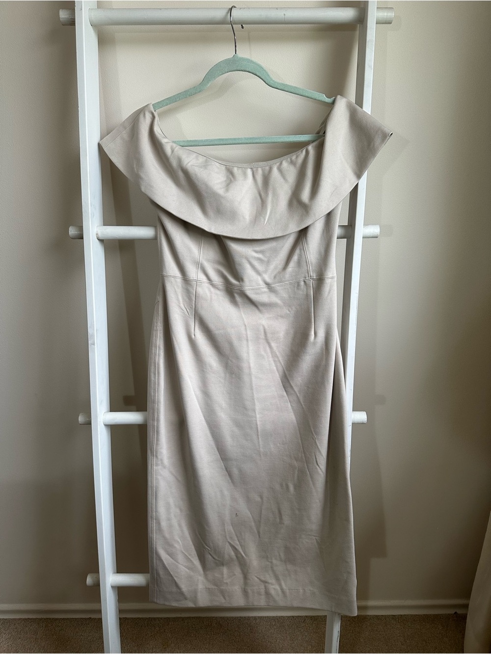 Babaton Off-Shoulder Cream Sheath Dress